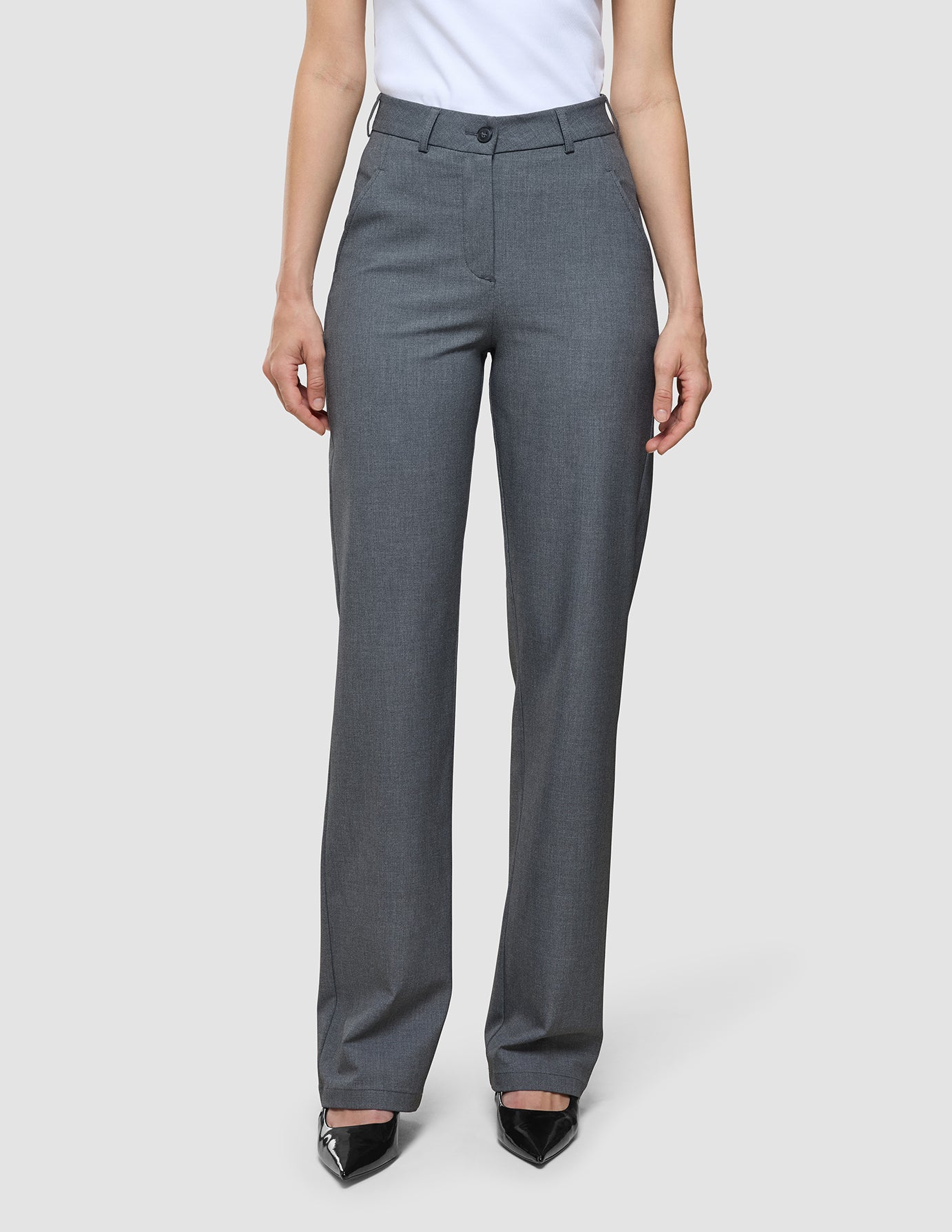 Women's Essential Pants Straight Dark Grey Melange